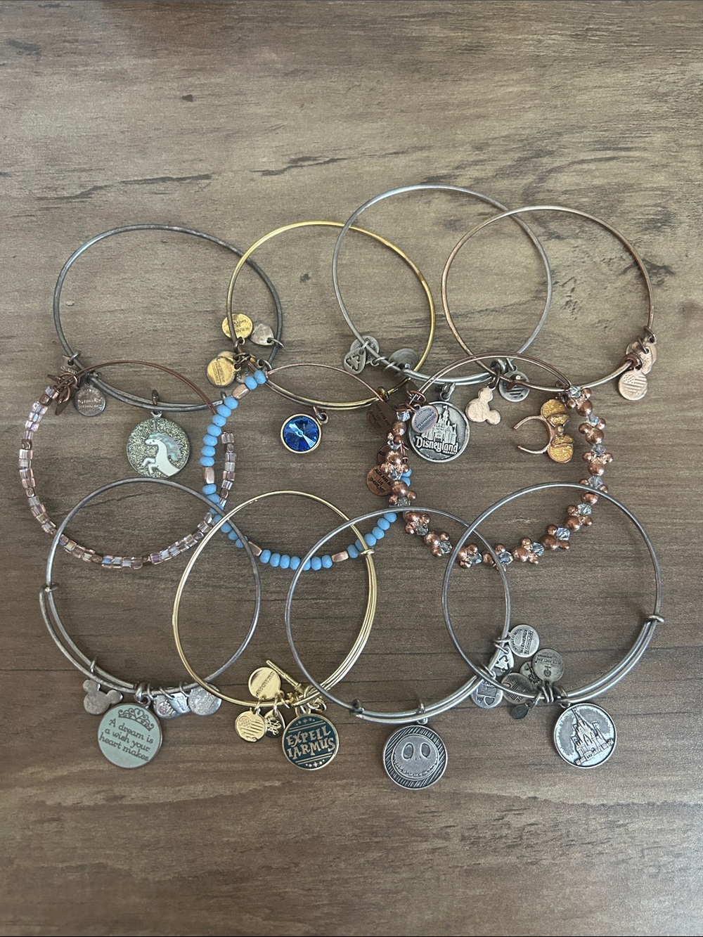 Set of 11 Assorted Disney, Harry Potter Alex and Ani Bangle Bracelets